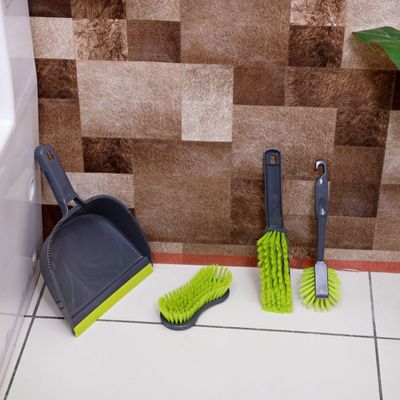 Royalford RF4115N 4Pcs Brush with Dust Pan - Portable Lightweight Brush with Comfortable Handle | Ideal Hardwood Floors, Tiles, Home Kitchen, Restaurants, Hotels, Schools, Hospitals, Offices & Housekeeping