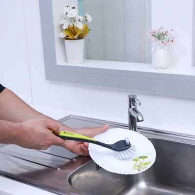 Royalford Dish Brush | Portable Long Soft Handle | RF9604 | Flexible Ergonomic Design with Hanging Hole | Kitchen Brush | Best Scratch-Free Cleaning Tool for Pots, Dishes Pans & More