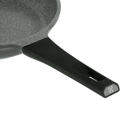 Royalford 24 CM Die-Cast Aluminum Fry Pan- RF8594| Strong Die-Cast Aluminum Body with Non-Stick Marble Coating and Bakelite Handle| Heat Resistant Exterior, Induction Bottom and Dishwasher-Safe| Grey