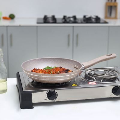 26cm Smart Fry Pan - 5 Layer Granite Non-Stick Coating Pan | Multiple Hob Compatibility | Heat-Resistant Handle with Hanging Loop | Ideal Frying, Cooking, Sauteing & More | Royalford | RF9464BGE