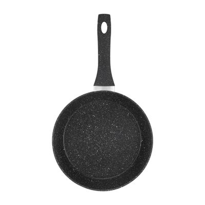 Royalford 26 cm Smart Granite Series Frypan- RF11871/ Strong Forged Aluminum Body with Non-Stick Coating and Heat Resistant Soft Touch Handle/ Induction Bottom, Compatible with Hot Plate, Halogen, Ceramic and Gas Stovetops/ Perfect for Frying, Sauting, Tempering/ Black 