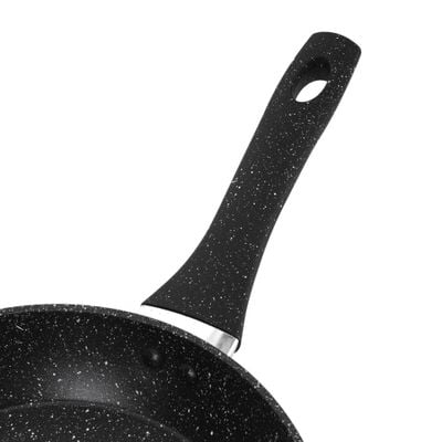 Royalford 26 cm Smart Granite Series Frypan- RF11871/ Strong Forged Aluminum Body with Non-Stick Coating and Heat Resistant Soft Touch Handle/ Induction Bottom, Compatible with Hot Plate, Halogen, Ceramic and Gas Stovetops/ Perfect for Frying, Sauting, Tempering/ Black 