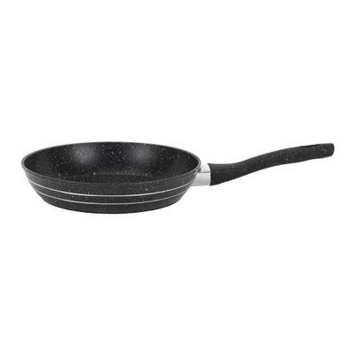 Royalford 28 cm Smart Granite Series Frypan- RF11872/ Strong Forged Aluminum Body with Non-Stick Coating and Heat Resistant Soft Touch Handle/ Induction Bottom, Compatible with Hot Plate, Halogen, Ceramic and Gas Stovetops/ Perfect for Frying, Sauting, Tempering/ Black 