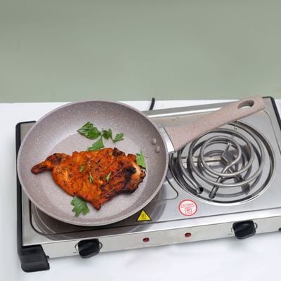 Royalford 30cm Smart Fry Pan - 5 Layer Granite Non-Stick Coating Pan | Multiple Hob Compatibility | Heat-Resistant Handle with Hanging Loop | Ideal Frying, Cooking, Sauteing & More | | RF9466BGE