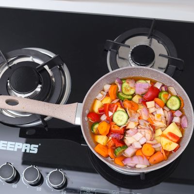 Royalford 30cm Smart Fry Pan - 5 Layer Granite Non-Stick Coating Pan | Multiple Hob Compatibility | Heat-Resistant Handle with Hanging Loop | Ideal Frying, Cooking, Sauteing & More | | RF9466BGE