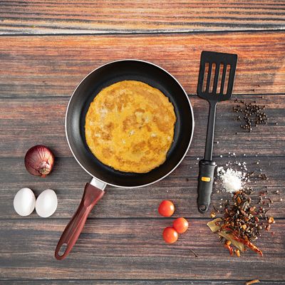 Royalford RF1758 -FPT26 2 Pcs Non-Stick Frying Pan 26cm with Nylon Turner - Non -Stick 2 Layer 2.5mm Thick | Frying Pan Deluxe Value Set, Fry Pan with Turner Included | Compatible With Multiple Hob