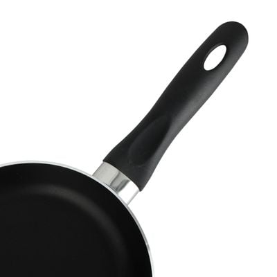 Royalford 20 CM Aluminum Fry Pan- RF11664| Strong Aluminum Body With Non-Stick Coating And Bakelite Handle| Heat Resistant Exterior, Compatible With Hot Plate, Halogen, Ceramic And Gas Stovetops| Perfect For Frying, Sauting, Tempering| Black