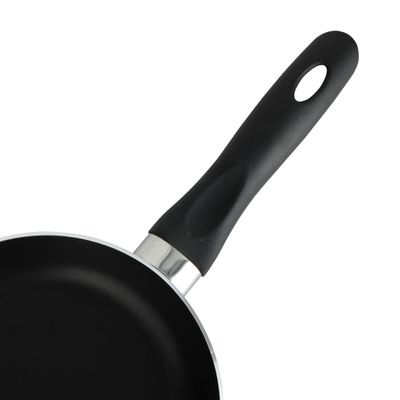 Royalford 18 CM Aluminum Fry Pan- RF11663| Strong Aluminum Body With Non-Stick Coating And Bakelite Handle| Heat Resistant Exterior, Compatible With Hot Plate, Halogen, Ceramic And Gas Stovetops| Perfect For Frying, Sauting, Tempering| Black