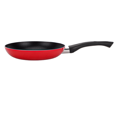 Royalford 20 cm Aluminum Nonstick Frypan with Stainless Steel Lid- RF12518/ Strong Body with 3 Layer Coating and Heat Resistant Bakelite Handle/ Not Compatible with Induction Stovetops/ Perfect for Frying, Sauting, Tempering/ Red