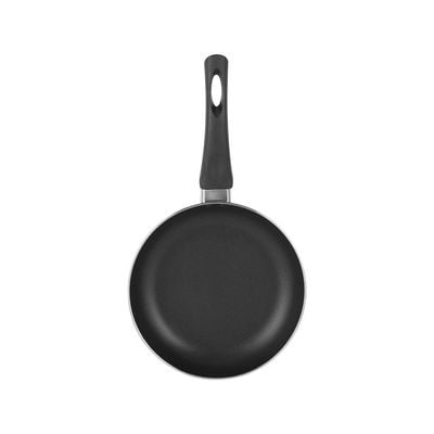 Royalford 20 CM Aluminum Fry Pan- RF11974| With Tempered Glass Lid, Strong Aluminum Body With Non-Stick Coating And Bakelite Handle| Compatible With Hot Plate, Halogen, Ceramic And Gas Stovetops| Perfect For Frying, Sauting, Tempering| Black