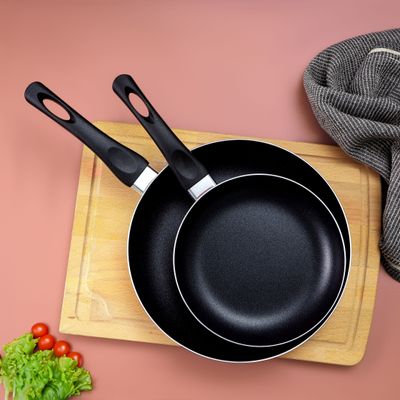 Royalford 2 Piece Frypan Set- RF12596/ 20 cm and 26 cm, Strong Aluminum Body with Nonstick Coating and Heat Resistant Bakelite Handle/ CD Bottom, Compatible with Hot Plate, Halogen, Ceramic and Gas Stovetops/ Perfect for Frying, Sauting, Tempering/ Red 