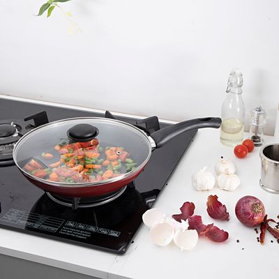 Royalford RF2953 Frying Pan, Aluminum Non-Stick Fry Pan, Lid | Ergonomic Handle | Saute Pan/Deep Frying Pan with Glass Lid | Suitable for Gas Hob | Ideal for Frying Sauting Stir Frying