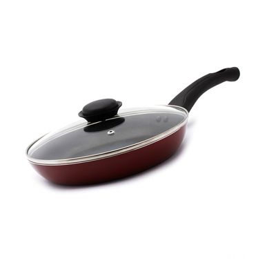 Royalford RF2953 Frying Pan, Aluminum Non-Stick Fry Pan, Lid | Ergonomic Handle | Saute Pan/Deep Frying Pan with Glass Lid | Suitable for Gas Hob | Ideal for Frying Sauting Stir Frying