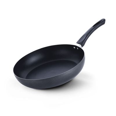 Royalford 28 CM Nonstick Frypan- RF12102| Strong Press Aluminum Body With Non-Stick Coating And Heat Resistant Bakelite Handle| Dot Induction Bottom, Compatible With Hot Plate, Halogen, Ceramic And Gas Stovetops| Perfect For Frying, Sauting, Tempering| Black 