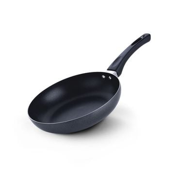 Royalford 24 CM Nonstick Frypan- RF12100| Strong Press Aluminum Body With Non-Stick Coating And Heat Resistant Bakelite Handle| Dot Induction Bottom, Compatible With Hot Plate, Halogen, Ceramic And Gas Stovetops| Perfect For Frying, Sauting, Tempering| Black 