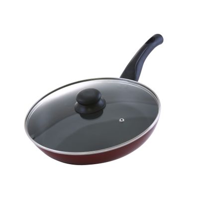 Royalford RF2950 Frying Pan, 22 cm- Aluminum Non-Stick Fry Pan - Ergonomic Handle - Saute Pan/Deep Frying Pan with Glass Lid - Suitable for Multiple Hob Types - Ideal for Frying Sauting Stir Frying