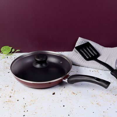 Royalford RF2951 Fry Pan With Lid, 24 CM | 2.0 mm thickness | Non-Stick, Kitchenware Pan Set, Value Fry Pan Set with Lid