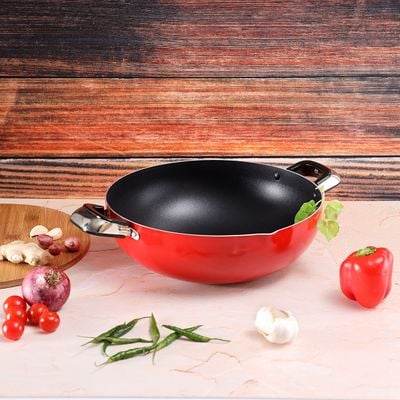 Royalford RF324WP26 Kadai Wok Pan | 26 CM | Induction Safe | with Durable Non-Stick Granite Coating  | Frypan & Heat-Resistant Handles | Cookware Casserole Pan | Ideal for Frying, Sauteing, Cooking & More