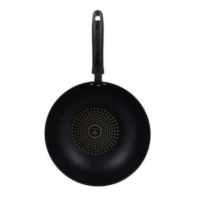 Royalford RF9768 - 32 Cm Carbon Steel Wokpan - Long Handle | Non-Stick Wokpan - Frying Pan, Black-Coated Saucepan Cookware | Ideal for Perfect For Frying, Steaming, Roasting, Making Soup & More