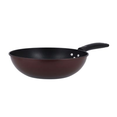 Royalford RF9768 - 32 Cm Carbon Steel Wokpan - Long Handle | Non-Stick Wokpan - Frying Pan, Black-Coated Saucepan Cookware | Ideal for Perfect For Frying, Steaming, Roasting, Making Soup & More