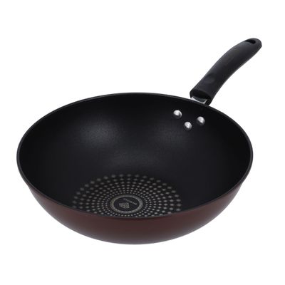 Royalford RF9768 - 32 Cm Carbon Steel Wokpan - Long Handle | Non-Stick Wokpan - Frying Pan, Black-Coated Saucepan Cookware | Ideal for Perfect For Frying, Steaming, Roasting, Making Soup & More