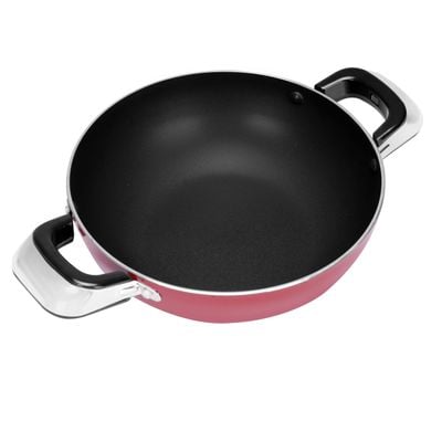 Royalford RF2949 Aluminium Wok Pan with Glass Lid | 30 CM | Induction Safe Frying Pan with Durable Non-Stick Granite Coating | Dishwasher Safe |Frypan with Glass Lid & Heat-Resistant Handles - Cookware Casserole Pan