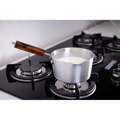 Royalford RF8992 7" Aluminium Milk Pan with Wooden Handle -  Aluminium Saucepan - Pouring Spout with Hanging Loop - Tea Pan Saucepan Milk Pot - Ideal as Coffee Pot, Tea Pot, Milk Pot & a Small Saucepan