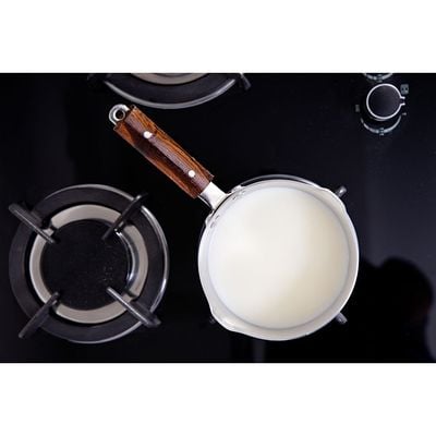 Royalford RF8991 6" Aluminium Milk Pan with Wooden Handle -  Aluminium Saucepan - Pouring Spout with Hanging Loop - Tea Pan Saucepan Milk Pot - Ideal as Coffee Pot, Tea Pot, Milk Pot & a Small Saucepan