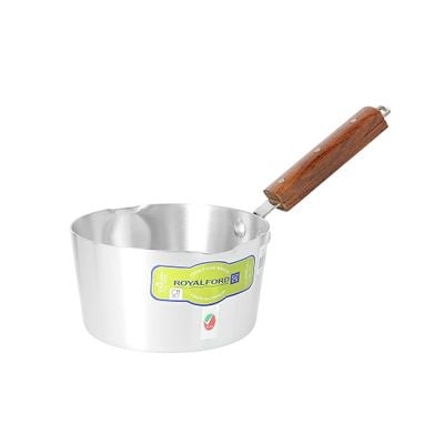 Royalford RF8991 6" Aluminium Milk Pan with Wooden Handle -  Aluminium Saucepan - Pouring Spout with Hanging Loop - Tea Pan Saucepan Milk Pot - Ideal as Coffee Pot, Tea Pot, Milk Pot & a Small Saucepan