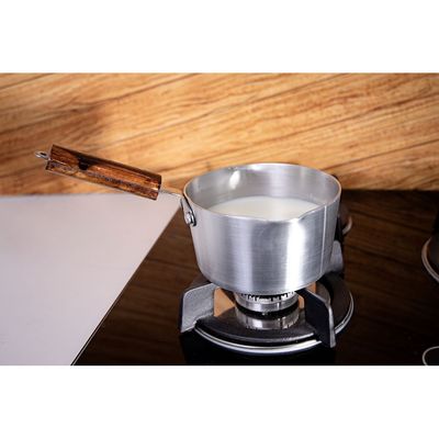 Royalford RF8991 6" Aluminium Milk Pan with Wooden Handle -  Aluminium Saucepan - Pouring Spout with Hanging Loop - Tea Pan Saucepan Milk Pot - Ideal as Coffee Pot, Tea Pot, Milk Pot & a Small Saucepan