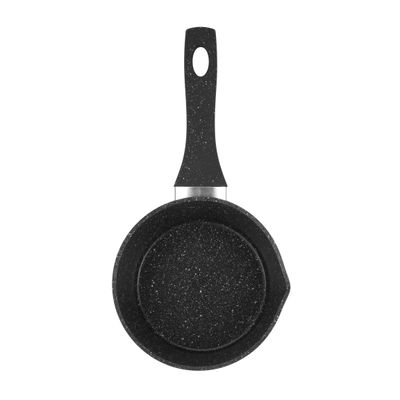 Royalford 14 cm Smart Granite Series Milkpan- RF11832/ Forged Aluminum Body with Nonstick Coating, Stylish Design with Soft Touch Handle/ with Pouring Spout, Perfect for Making Sauces, Boiling Milk, Hot Chocolate, Reducing, Etc., Induction Compatible/ Black 