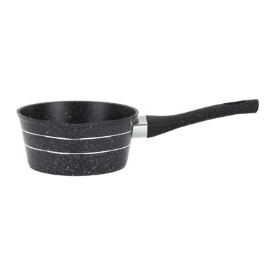 Royalford 14 cm Smart Granite Series Milkpan- RF11832/ Forged Aluminum Body with Nonstick Coating, Stylish Design with Soft Touch Handle/ with Pouring Spout, Perfect for Making Sauces, Boiling Milk, Hot Chocolate, Reducing, Etc., Induction Compatible/ Black 