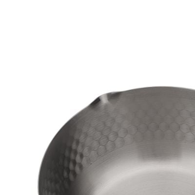 Royalford 18 CM Stainless Steel Snow Pot- RF12260| Stylish Design with Hammered Mesh Pattern and Wooden Handle| Saucepan Perfect for Making Sauces, Reducing, Browning, Sauting, Etc., Induction Compatible | Silver