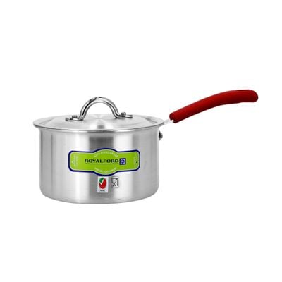 Royalford 18Cm Aluminium Milk Pan with Lid - Bakelite Handle - Aluminium Saucepan Pouring Spout with Bakelite Handle, Easy to Store| Ideal as Coffee Pot, Tea Pot, Milk Pot & a Small Saucepan