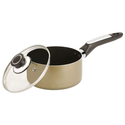 Royalford RF2961 18cm Aluminium Non-Stick Small Enamel Saucepan with Lid Made of Toughened Glass, Cooking Surface Induction Saucepan