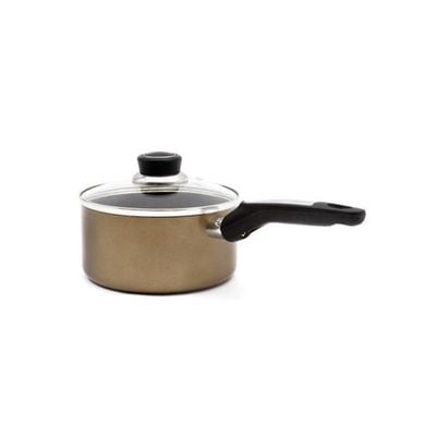 Royalford RF2961 18cm Aluminium Non-Stick Small Enamel Saucepan with Lid Made of Toughened Glass, Cooking Surface Induction Saucepan