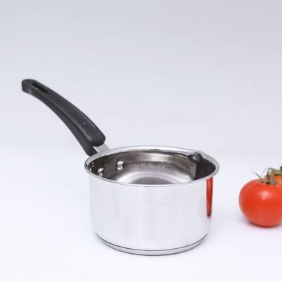 Royalford 14 cm Stainless Steel Saucepan | Induction Base | RF11121 | Stainless Steel Kitchen Cookware | Heavy-gauge Tri-ply Base Saucepan with Pouring Spout & Comfortable Handle