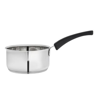 Royalford 14 cm Stainless Steel Saucepan | Induction Base | RF11121 | Stainless Steel Kitchen Cookware | Heavy-gauge Tri-ply Base Saucepan with Pouring Spout & Comfortable Handle