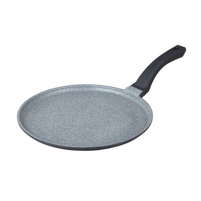 Royalford 28 CM Die Cast Crepe Tawa- RF8590| Cast Aluminum Body with Non-Stick Marble Coating, Bakelite Handle | Tawa For Crepe, Pancake, Roti, Chapatti, Dosa| Induction Bottom, Dishwasher-Safe| Grey