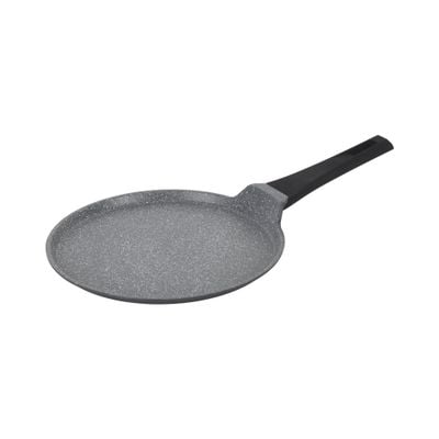 Royalford 28 CM Die Cast Crepe Tawa- RF8590| Cast Aluminum Body with Non-Stick Marble Coating, Bakelite Handle | Tawa For Crepe, Pancake, Roti, Chapatti, Dosa| Induction Bottom, Dishwasher-Safe| Grey