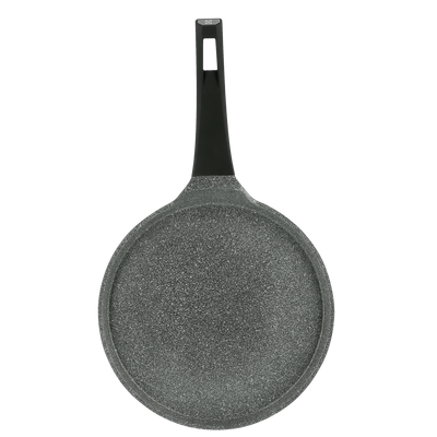 Royalford 25 CM Die Cast Crepe Tawa- RF8589| Cast Aluminum Body with Non-Stick Marble Coating, Bakelite Handle | Tawa For Crepe, Pancake, Roti, Chapatti, Dosa| Induction Bottom, Dishwasher-Safe| Grey