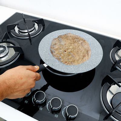 Royalford RF9506 Aluminium Round Tawa 26cm - Marble Coating Pan Suitable for Crepe Chapatti Pancakes Roti Dosa Flatbread or Naan Bread | 3 Layer Non-Stick Surface, PFOA, PTFE Free