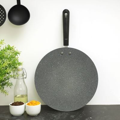 Royalford RF9992 Smart Granite Series Tawa, Forged Aluminium | 5 Layer Construction | Bakelite Handle | 28cm Multi-Functional Aluminum Pan Suitable For Crepe Chapatti Pancakes Roti