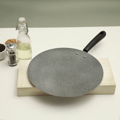 Royalford RF9992 Smart Granite Series Tawa, Forged Aluminium | 5 Layer Construction | Bakelite Handle | 28cm Multi-Functional Aluminum Pan Suitable For Crepe Chapatti Pancakes Roti