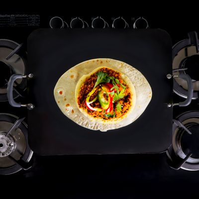 Royalford 15"x13" Aluminum Flat Square Tawa- RF7462| Aluminum Tawa For Roti, Chapatti, Dosa| Non-Stick Tawa with Bakelite Handles| Multi-Purpose Tawa Compatible With Electric, Halogen, Ceramic Gas Types | PFOA Free and PTFE Free| Black