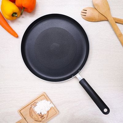 Royalford 28cm Non-Stick Pancake Maker | Aluminium Crepe Pan, Induction base with Super Heat Distribution & Retention | Durable Design, Strong Handle, 3MM Thickness & Dishwasher Safe 