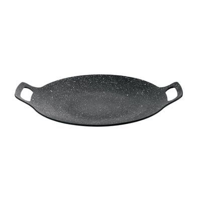 Royalford 34 cm Deep Tawa- RF12507/ Aluminum Body with Granite Non-Stick Coating, for Roti, Chapatti, Dosa, Tortilla, Crepe, Pancake, etc./ Multi-Purpose Flat Skillet Pan, Compatible with Induction, Hotplate, Halogen, Ceramic Gas Types, PFOA Free and PTFE Free/ Black