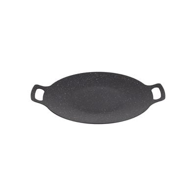 Royalford 34 cm Deep Tawa- RF12507/ Aluminum Body with Granite Non-Stick Coating, for Roti, Chapatti, Dosa, Tortilla, Crepe, Pancake, etc./ Multi-Purpose Flat Skillet Pan, Compatible with Induction, Hotplate, Halogen, Ceramic Gas Types, PFOA Free and PTFE Free/ Black