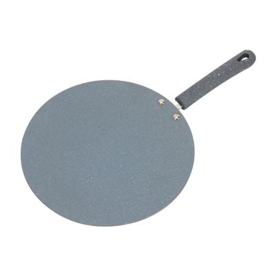 Royalford 26 cm Roti Tawa- RF12565/ Aluminium with Marble Non-Stick Coating, for Chapatti, Dosa, Tortilla, Crepe, Pancake, etc./ Heat Resistant Bakelite Handle, Multi-Purpose Flat Skillet Pan, Compatible with Induction, Hotplate, Halogen, Ceramic Gas Types, Dishwasher Safe/ Grey