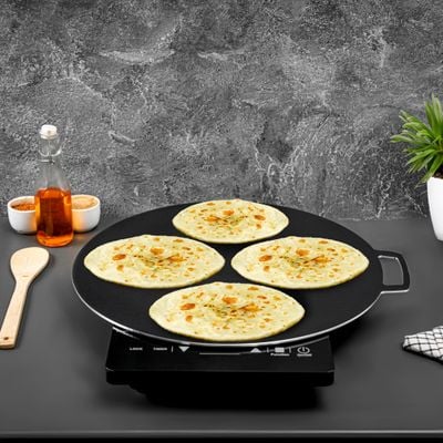 Royalford RF8449 45 cm Non Stick Tawa - Marble Coating Pan | Suitable for Crepe, Chapatti, Pancakes, Roti, Dosa, Flatbread or Naan Bread - Thick Non-Stick Surface